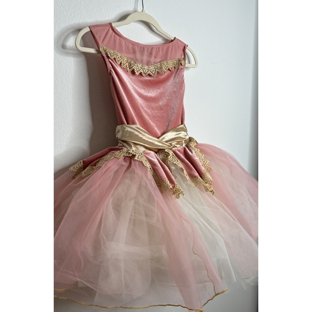 Weissman Size Kids Small Girls Child Gold And Pink Ballet Dance Costume Tulle - Picture 14 of 16